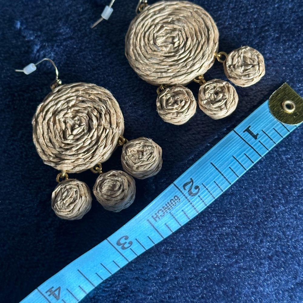 Lightweight Beach Vibe Woven Circle Drop Earrings - Picture 5 of 8